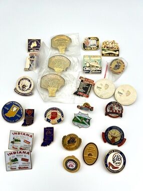 27 Vintage Indiana BPOE Elks Lodge Enamel Pin Lot
